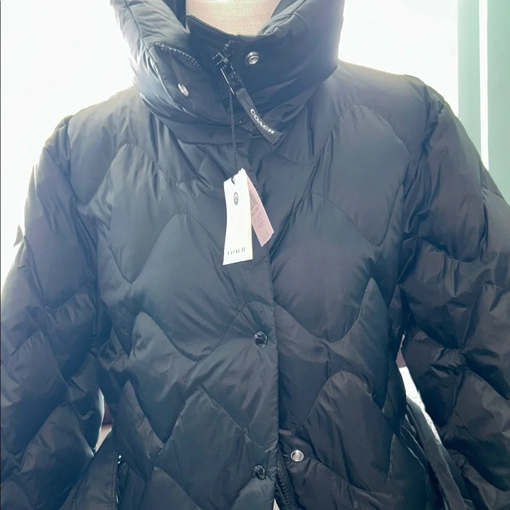 Coach NWT- Beautiful Women's Large Black Down Puffer Jacket. - Picture 4 of 13